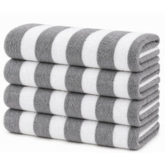 Cabana Stripe Terry Cloth Beach Towels – 80% Cotton 20% Polyester Oversized Bath & Beach Towels, Soft Absorbent Quick-Dry Pool Towels, Available in 2-Pack, 4-Pack & 6-Pack, 36 x 66 Inches