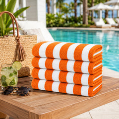Cabana Stripe Terry Cloth Beach Towels – 80% Cotton 20% Polyester Oversized Bath & Beach Towels, Soft Absorbent Quick-Dry Pool Towels, Available in 2-Pack, 4-Pack & 6-Pack, 36 x 66 Inches