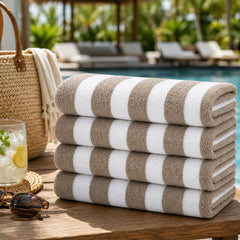 Cabana Stripe Terry Cloth Beach Towels – 80% Cotton 20% Polyester Oversized Bath & Beach Towels, Soft Absorbent Quick-Dry Pool Towels, Available in 2-Pack, 4-Pack & 6-Pack, 36 x 66 Inches