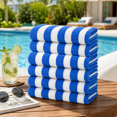 Cabana Stripe Terry Cloth Beach Towels – 80% Cotton 20% Polyester Oversized Bath & Beach Towels, Soft Absorbent Quick-Dry Pool Towels, Available in 2-Pack, 4-Pack & 6-Pack, 36 x 66 Inches
