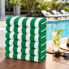 Cabana Stripe Terry Cloth Beach Towels – 80% Cotton 20% Polyester Oversized Bath & Beach Towels, Soft Absorbent Quick-Dry Pool Towels, Available in 2-Pack, 4-Pack & 6-Pack, 36 x 66 Inches