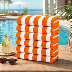 Cabana Stripe Terry Cloth Beach Towels – 80% Cotton 20% Polyester Oversized Bath & Beach Towels, Soft Absorbent Quick-Dry Pool Towels, Available in 2-Pack, 4-Pack & 6-Pack, 36 x 66 Inches