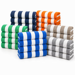 Cabana Stripe Terry Cloth Beach Towels – 80% Cotton 20% Polyester Oversized Bath & Beach Towels, Soft Absorbent Quick-Dry Pool Towels, Available in 2-Pack, 4-Pack & 6-Pack, 36 x 66 Inches