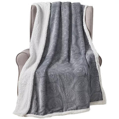 Cozy Vibes: Caesar Embossed Sherpa Throw Blanket – Ultra Soft Microplush 50" x 60" – Lightweight, Warm, Machine Washable Couch & Bed Throw