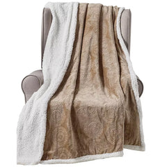 Cozy Vibes: Caesar Embossed Sherpa Throw Blanket – Ultra Soft Microplush 50" x 60" – Lightweight, Warm, Machine Washable Couch & Bed Throw