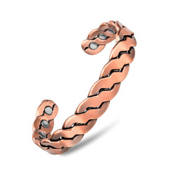Copper Magnetic Cuff Bracelet for Men & Women – Adjustable Twisted Copper Bangle with Neodymium Magnets – Unisex Minimalist Jewelry (6.5"–8.75")