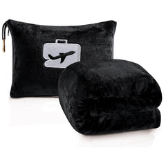 Comfort Fly 2-in-1 Travel Blanket & Pillow – Ultra Soft Micro Plush Airplane Blanket with Built-In Carry Case (40" x 70") – Lightweight, Compact & Machine Washable Travel Essential