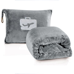 Comfort Fly 2-in-1 Travel Blanket & Pillow – Ultra Soft Micro Plush Airplane Blanket with Built-In Carry Case (40" x 70") – Lightweight, Compact & Machine Washable Travel Essential