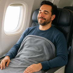 2-in-1 Travel Blanket & Pillow – Ultra Soft Micro Plush Airplane Blanket with Built-In Carry Case (40" x 70") – Lightweight, Compact & Machine Washable Travel Essential