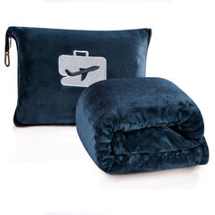 Comfort Fly 2-in-1 Travel Blanket & Pillow – Ultra Soft Micro Plush Airplane Blanket with Built-In Carry Case (40" x 70") – Lightweight, Compact & Machine Washable Travel Essential
