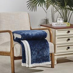 Cozy Vibes: Reversible Sherpa Throw Blanket – Ultra Soft Plush 50" x 60" with Textured Pattern – Lightweight, Oversized, Machine Washable All-Season Throw