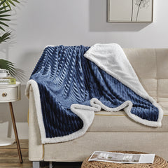 Cozy Vibes: Reversible Sherpa Throw Blanket – Ultra Soft Plush 50" x 60" with Textured Pattern – Lightweight, Oversized, Machine Washable All-Season Throw