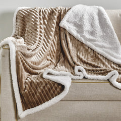Cozy Vibes: Reversible Sherpa Throw Blanket – Ultra Soft Plush 50" x 60" with Textured Pattern – Lightweight, Oversized, Machine Washable All-Season Throw