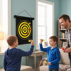 Double-Sided Magnetic Dart Board Game Set – Roll-Up Dartboard with Bullseye Target Game, 6 Magnetic Darts, Indoor Family Game for Kids, Teens & Adults