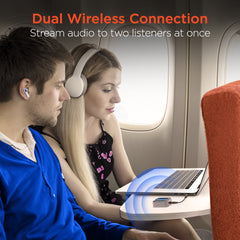 Flight Wireless Audio Adapter – Bluetooth 5.3 Transmitter & Receiver for Airplane Entertainment Systems, Wireless Headphones & Earbuds, Dual Device Pairing, LCD Display & 20-Hour Battery Life | Black
