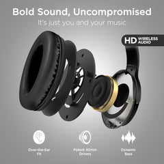 ANC Wireless Bluetooth Headphones – Active Noise Cancelling Over-Ear Headphones with Deep Bass, ENC Microphone, 24-Hour Battery, Gaming Mode & Memory Foam Ear Cushions | Black