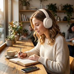 ANC Wireless Bluetooth Headphones – Active Noise Cancelling Over-Ear Headphones with Deep Bass, ENC Mic, 24-Hour Battery, Gaming Mode & Memory Foam Ear Cushions | Bone