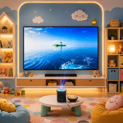 Portable Mini Projector with WiFi & Bluetooth – 720P HD Smart Projector with Built-In Streaming Apps, 200" Display, HDMI & AirPlay Compatible for Movies, Gaming & Home Theater