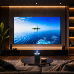 Portable Mini Projector with WiFi & Bluetooth – 720P HD Smart Projector with Built-In Streaming Apps, 200" Display, HDMI & AirPlay Compatible for Movies, Gaming & Home Theater