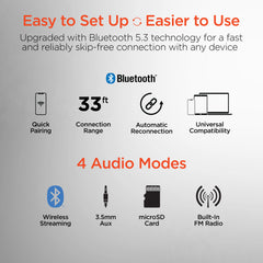 2-in-1 Wireless Bluetooth Headphones & Portable Speaker – Over-Ear Headphones with HD Stereo Sound, Built-In Speaker Mode, Memory Foam Ear Cushions, FM Radio & 10-Hour Battery Life | White