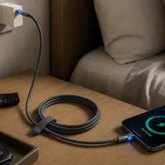 100W USB-C to USB-C Fast Charging Cable – 6ft Rugged Braided Cable with Dual 180° Rotating Connectors, LED Indicators & PD Fast Charge for iPhone 15/16, Samsung, iPad, MacBook & More