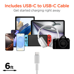 45W GaN USB-C Wall Charger with 6ft USB-C Cable – Dual USB-C PD PPS & USB-A Fast Charging Adapter – 3-Port Charger for iPhone, Samsung, iPad, MacBook Air & More