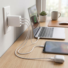 45W GaN USB-C Wall Charger with 3ft & 6ft USB-C Cables – Dual USB-C PD PPS & USB-A Fast Charging Adapter – 3-Port Charger for iPhone, Samsung, iPad, MacBook Air & More