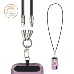 2-in-1 Crossbody Phone Strap with USB-C Charging Cable – Hands-Free Braided Phone Lanyard & 60W Fast Charge Cable Compatible with iPhone 15/16, Samsung Galaxy, Pixel & More