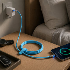 100W USB-C to USB-C Fast Charging Cable – 6ft Rugged Braided Cable with Dual 180° Rotating Connectors, LED Indicators & PD Fast Charge for iPhone 15/16, Samsung, iPad, MacBook & More | Sky Blue