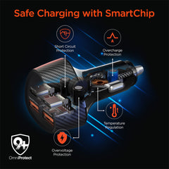 77W Quad-Port Fast Car Charger – Dual 30W USB-C PD PPS & Dual USB-A Ports – 4 Device Fast Charging Adapter for iPhone, Samsung, Android, Tablets & Laptops