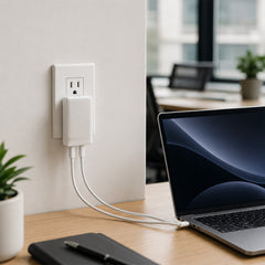 65W Dual USB-C GaN Wall Charger – Ultra-Slim Fast Charger with USB-C PD PPS, Foldable Prongs & Dual-Port Charging for MacBook, iPhone, Samsung, iPad & More