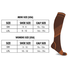 2-Pack Copper Compression Knee High Socks for Men & Women – 15-20 mmHg Graduated Compression Socks with Arch Support, Moisture-Wicking & Anti-Odor Design for Travel, Running, Work & Everyday Wear