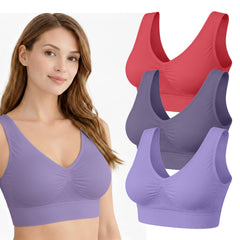 3-Pack Seamless Lightweight Comfort Bras – Wireless Stretch Support Bras with Wide Straps & Smoothing Fit – Breathable Everyday Lounge Bras for Women
