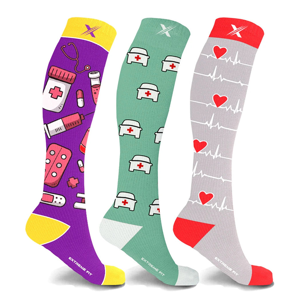 Medical Print Knee-High Compression Socks (3-Pairs)