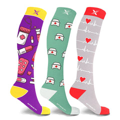 Medical Print Knee-High Compression Socks (3-Pairs)