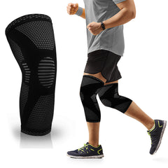 Support & Recovery Knee Compression Sleeve Brace with Gel Grip (1 Pair) – 3D Knit Knee Support for Running, Gym, Sports & Workouts – Anti-Slip Knee Brace for Men & Women