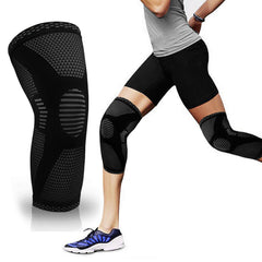 Support & Recovery Knee Compression Sleeve Brace with Gel Grip (1 Pair) – 3D Knit Knee Support for Running, Gym, Sports & Workouts – Anti-Slip Knee Brace for Men & Women