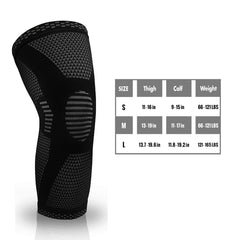 Support & Recovery Knee Compression Sleeve Brace with Gel Grip (1 Pair) – 3D Knit Knee Support for Running, Gym, Sports & Workouts – Anti-Slip Knee Brace for Men & Women