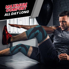 Support & Recovery Knee Compression Sleeve Brace with Gel Grip (1 Pair) – 3D Knit Knee Support for Running, Gym, Sports & Workouts – Anti-Slip Knee Brace for Men & Women