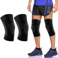 Support & Recovery Knee Compression Sleeve (1 Pair) – Knee Brace with Gel Grip & Reinforced Straps – Anti-Slip Joint Support for Running, Gym & Daily Activity