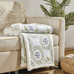Ultra Soft Plush Faith Hope & Love Sherpa Throw Blanket 50" x 70" – Cozy, Lightweight All-Season Blanket – Cancer Awareness Inspired, Machine Washable, Perfect Gift of Comfort