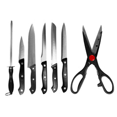 8-Piece Kitchen Knife Set with Cutting Board & Scissors – German-Style Stainless Steel Chef Knives for Cooking, Meal Prep & Beginner Glow-Up Kitchens