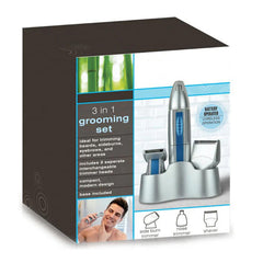 3-in-1 Beard Trimmer for Men – Cordless Hair Clippers, Mustache & Nose Hair Groomer – Precision Detail Trimmer with Interchangeable Heads, Portable Men’s Grooming Tool