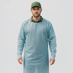 10-Pack Disposable Protective Garden Gowns – Water-Resistant Lightweight PE w/ Thumb Loops & Adjustable Waist Tie for Gardening, Cleanup & Outdoor Work