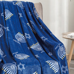 Cozy Ultra Soft Hanukkah Throw Blanket – 50" x 60" Micro Plush Blanket for Couch, Bed & Travel – Lightweight, Warm, Machine Washable Festive Décor Gift