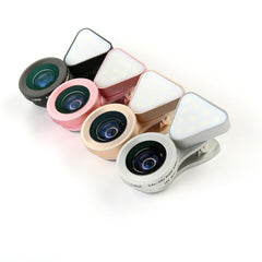 3-in-1 Phone Camera Lens Kit with 10 LED Selfie Light – Wide Angle 0.4X–0.6X + 15X Macro Lens – Universal Clip-On Smartphone Lens Set for Travel