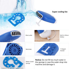 Mini Handheld Portable USB Air Conditioning Eyelash Blower Fan Dryer – Rechargeable 400mAh Personal Cooling Mist Fan with Sponge Filter, Neck Strap, Desk/Handheld Travel Summer Fan (Blue/Pink/Black)