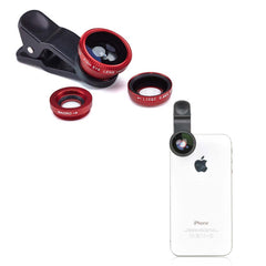 Universal Clip-On 3-in-1 Phone Camera Lens Kit – Wide Angle + 180° Fisheye + Macro Lenses for iPhone & Android – Portable Smartphone Lens Set for Travel, Selfies & Close-Up Shots