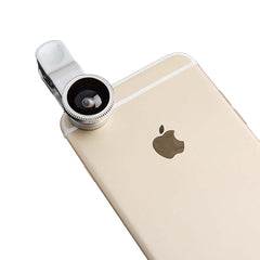 Universal Clip-On 3-in-1 Phone Camera Lens Kit – Wide Angle + 180° Fisheye + Macro Lenses for iPhone & Android – Portable Smartphone Lens Set for Travel, Selfies & Close-Up Shots