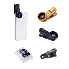 Universal Clip-On 3-in-1 Phone Camera Lens Kit – Wide Angle + 180° Fisheye + Macro Lenses for iPhone & Android – Portable Smartphone Lens Set for Travel, Selfies & Close-Up Shots